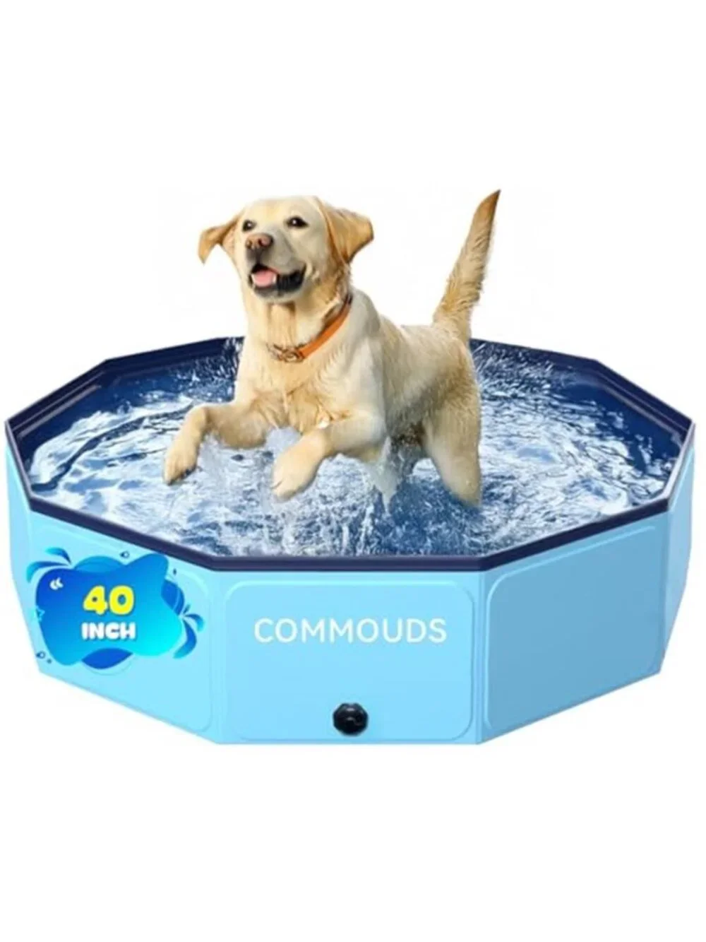 Foldable Dog Pool, Hard Plastic Kiddie Pool 40x8 Inches